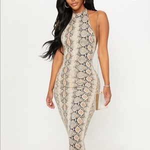 Snake Print Halter Dress